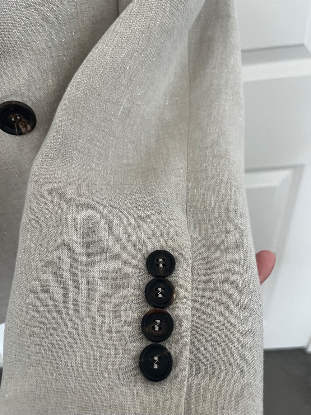 Brunello Cucinelli Double-Breasted Metallic Linen-Blend Blazer - Picture 12 of 17